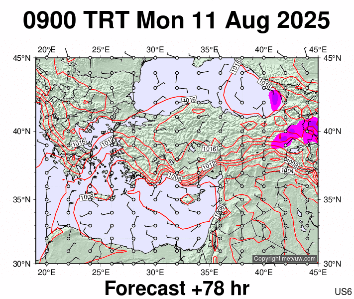 Turkey forecast chart for Monday, August 11th, 2025 at 6:00 AM