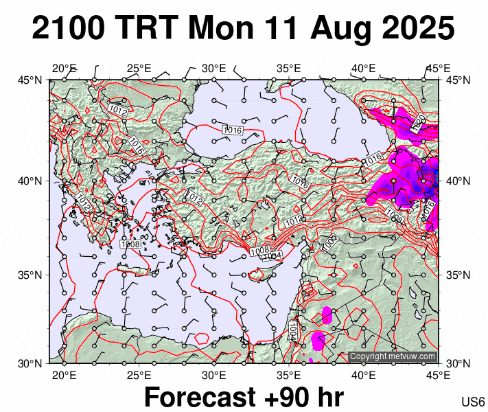 Turkey forecast chart for Monday, August 11th, 2025 at 6:00 PM