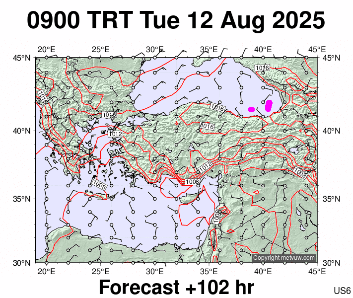Turkey forecast chart for Tuesday, August 12th, 2025 at 6:00 AM