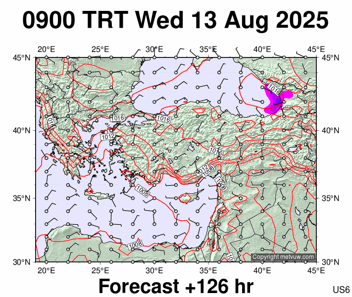 Turkey forecast chart for Wednesday, August 13th, 2025 at 6:00 AM