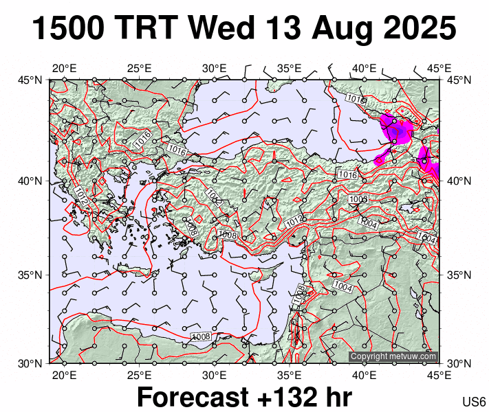 Turkey forecast chart for Wednesday, August 13th, 2025 at 12:00 PM