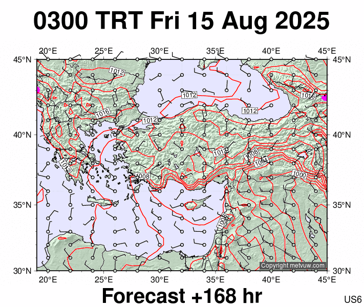 Turkey forecast chart for Friday, August 15th, 2025 at 12:00 AM