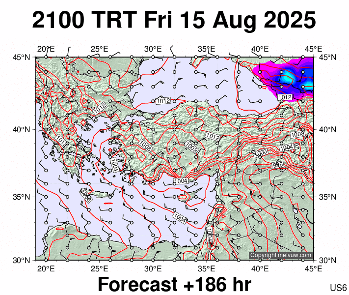 Turkey forecast chart for Friday, August 15th, 2025 at 6:00 PM