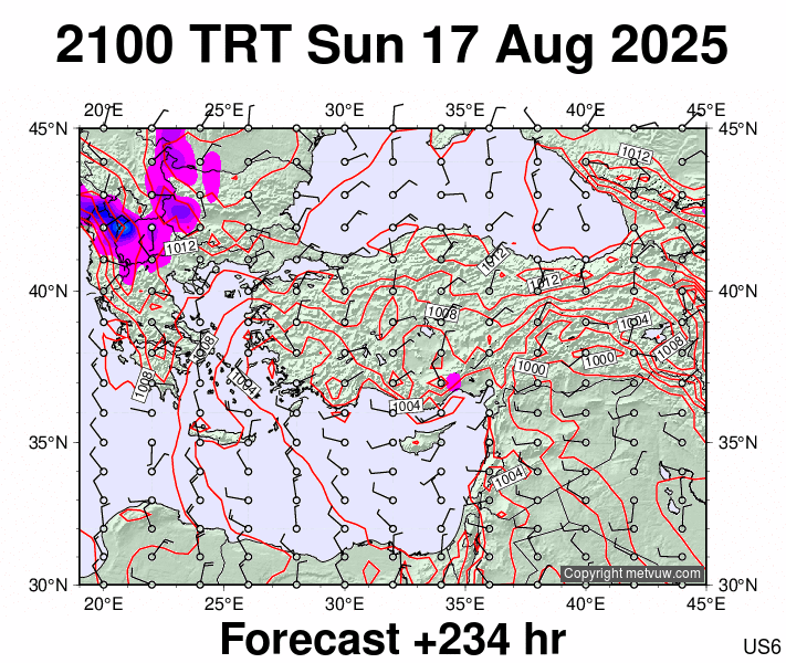 Turkey forecast chart for Sunday, August 17th, 2025 at 6:00 PM