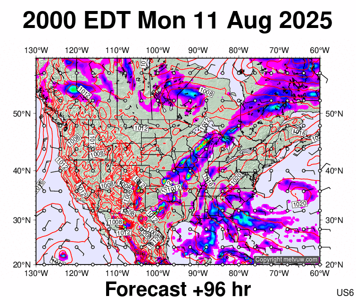 USA forecast chart for Tuesday, August 12th, 2025 at 12:00 AM