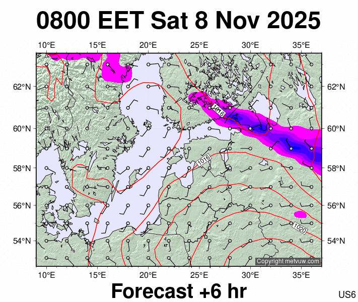 Estonia forecast chart for Saturday, November 8th, 2025 at 6:00 AM
