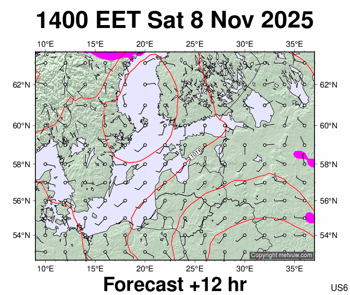 Estonia forecast chart for Saturday, November 8th, 2025 at 12:00 PM
