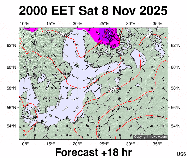 Estonia forecast chart for Saturday, November 8th, 2025 at 6:00 PM