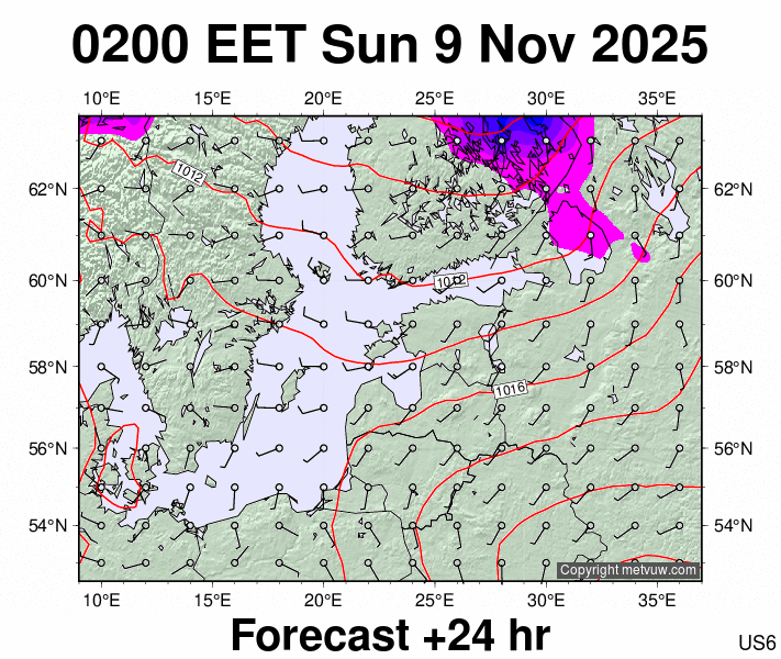 Estonia forecast chart for Sunday, November 9th, 2025 at 12:00 AM