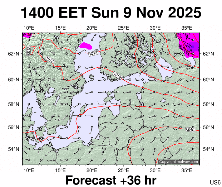 Estonia forecast chart for Sunday, November 9th, 2025 at 12:00 PM