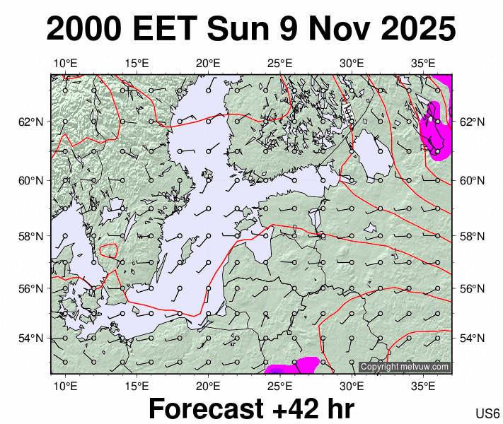 Estonia forecast chart for Sunday, November 9th, 2025 at 6:00 PM