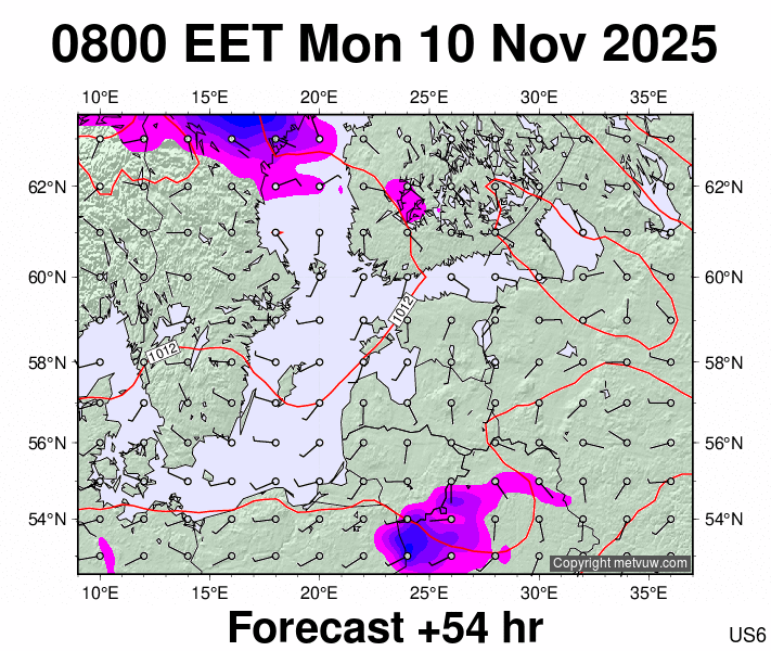 Estonia forecast chart for Monday, November 10th, 2025 at 6:00 AM