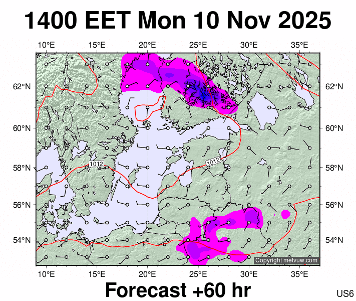 Estonia forecast chart for Monday, November 10th, 2025 at 12:00 PM