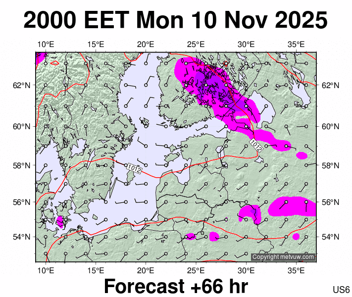 Estonia forecast chart for Monday, November 10th, 2025 at 6:00 PM