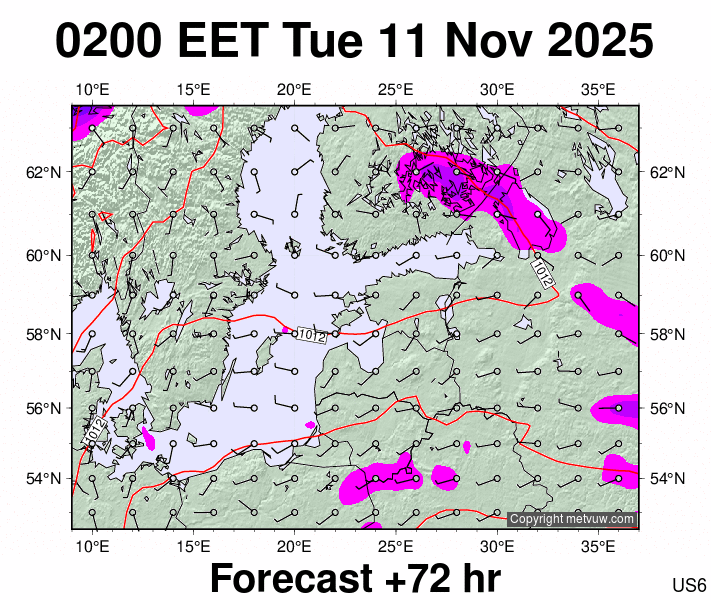 Estonia forecast chart for Tuesday, November 11th, 2025 at 12:00 AM