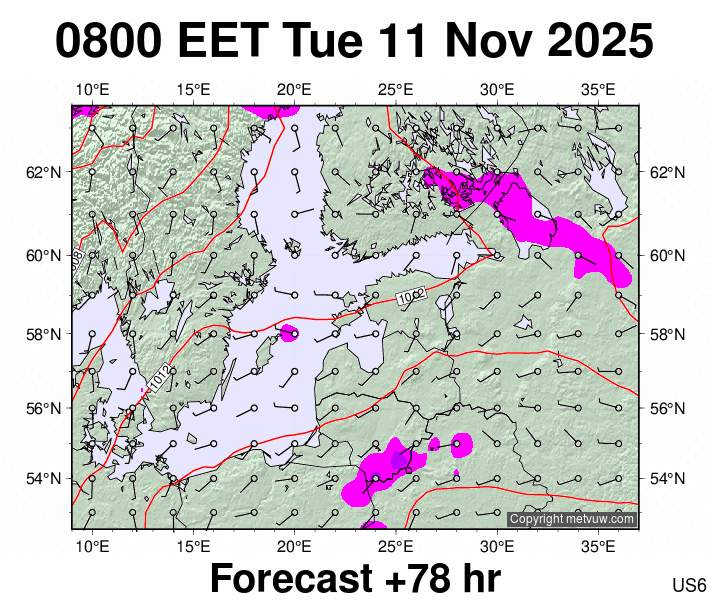 Estonia forecast chart for Tuesday, November 11th, 2025 at 6:00 AM