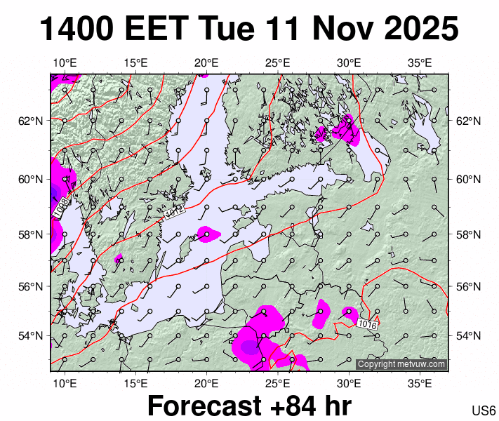 Estonia forecast chart for Tuesday, November 11th, 2025 at 12:00 PM