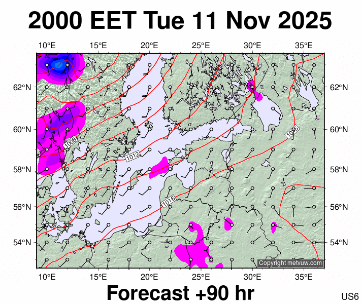 Estonia forecast chart for Tuesday, November 11th, 2025 at 6:00 PM