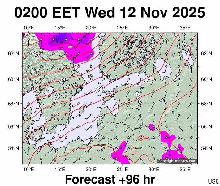 Estonia forecast chart for Wednesday, November 12th, 2025 at 12:00 AM