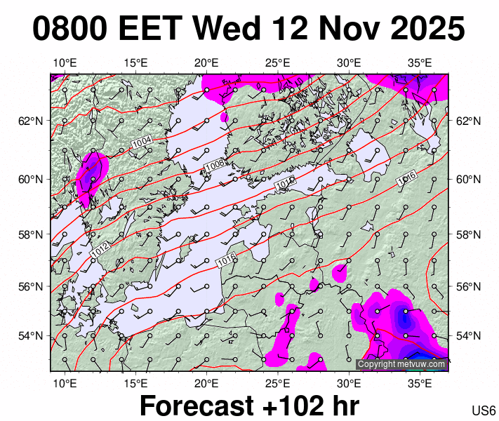 Estonia forecast chart for Wednesday, November 12th, 2025 at 6:00 AM