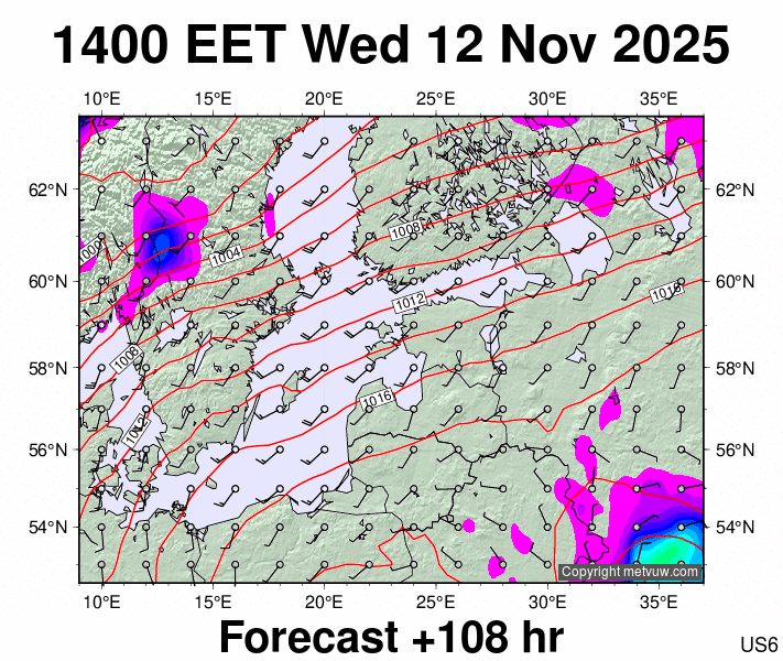 Estonia forecast chart for Wednesday, November 12th, 2025 at 12:00 PM