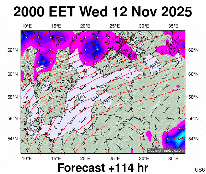 Estonia forecast chart for Wednesday, November 12th, 2025 at 6:00 PM