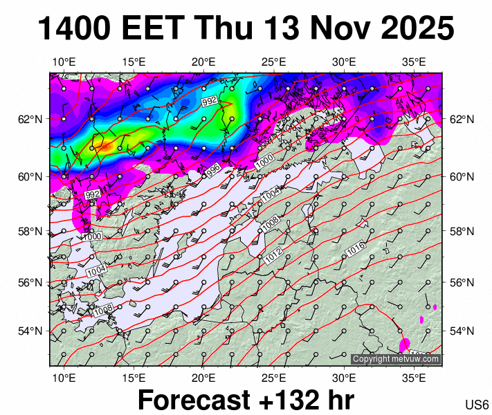 Estonia forecast chart for Thursday, November 13th, 2025 at 12:00 PM