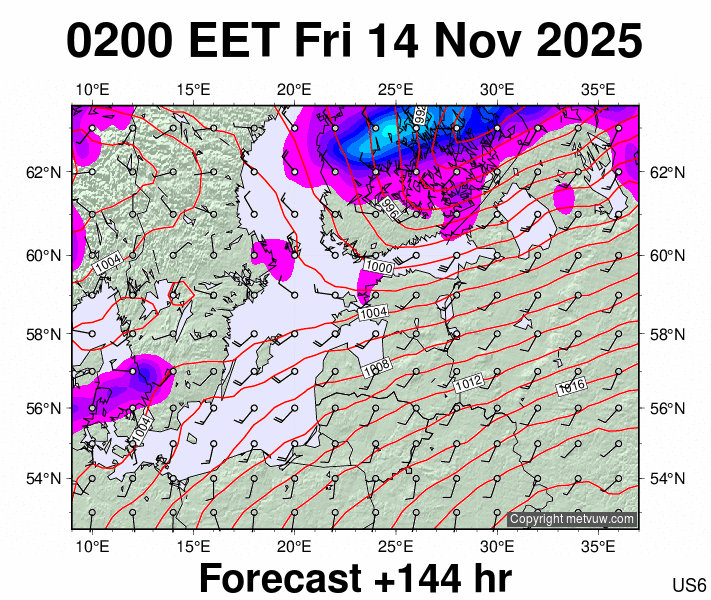 Estonia forecast chart for Friday, November 14th, 2025 at 12:00 AM