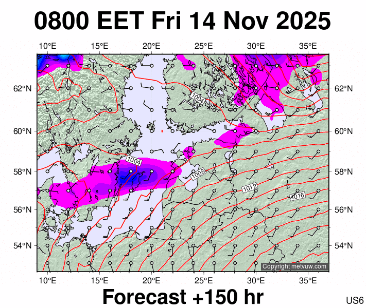 Estonia forecast chart for Friday, November 14th, 2025 at 6:00 AM