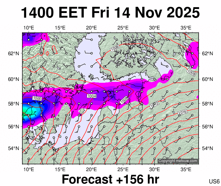 Estonia forecast chart for Friday, November 14th, 2025 at 12:00 PM
