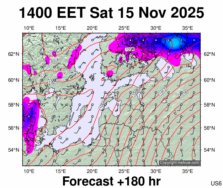 Estonia forecast chart for Saturday, November 15th, 2025 at 12:00 PM
