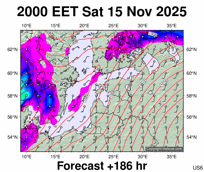 Estonia forecast chart for Saturday, November 15th, 2025 at 6:00 PM