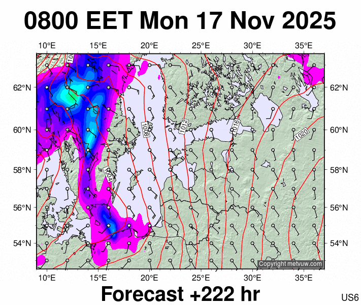 Estonia forecast chart for Monday, November 17th, 2025 at 6:00 AM