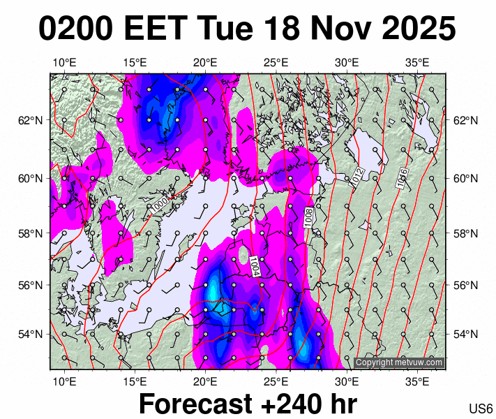 Estonia forecast chart for Tuesday, November 18th, 2025 at 12:00 AM