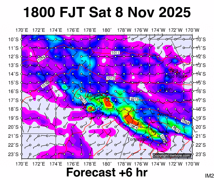 Fiji forecast chart for Saturday, November 8th, 2025 at 6:00 AM