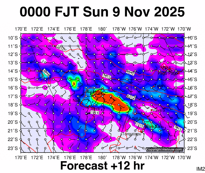 Fiji forecast chart for Saturday, November 8th, 2025 at 12:00 PM