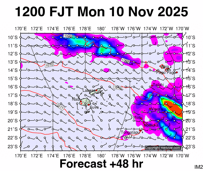 Fiji forecast chart for Monday, November 10th, 2025 at 12:00 AM