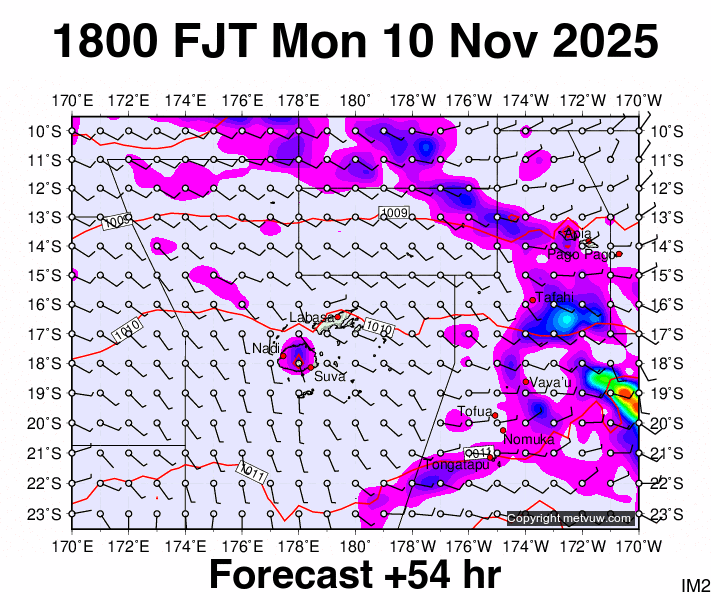 Fiji forecast chart for Monday, November 10th, 2025 at 6:00 AM