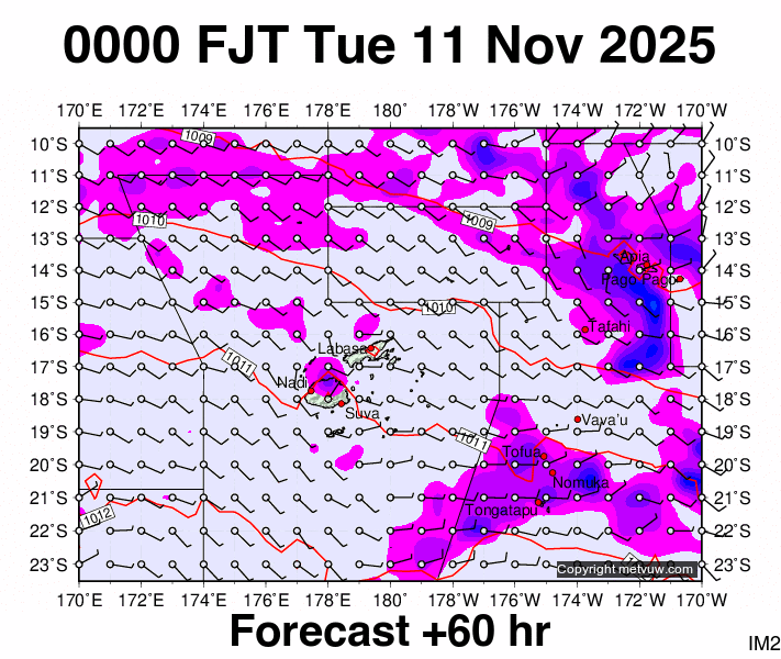 Fiji forecast chart for Monday, November 10th, 2025 at 12:00 PM