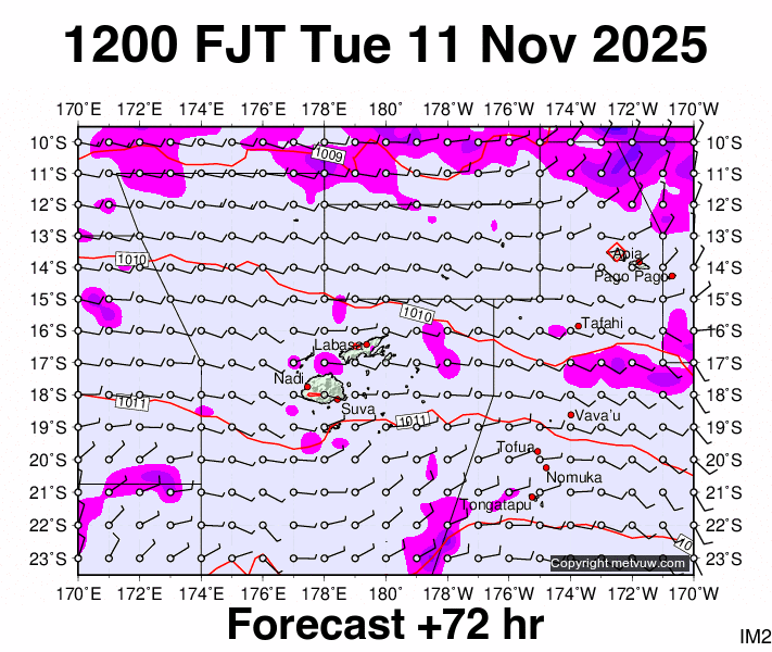 Fiji forecast chart for Tuesday, November 11th, 2025 at 12:00 AM