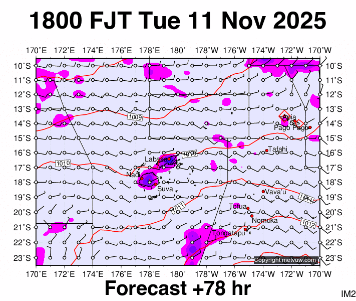 Fiji forecast chart for Tuesday, November 11th, 2025 at 6:00 AM