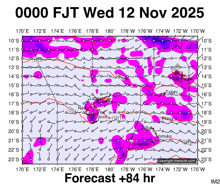 Fiji forecast chart for Tuesday, November 11th, 2025 at 12:00 PM