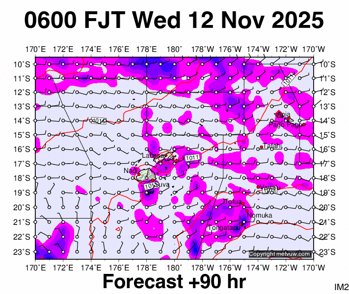 Fiji forecast chart for Tuesday, November 11th, 2025 at 6:00 PM