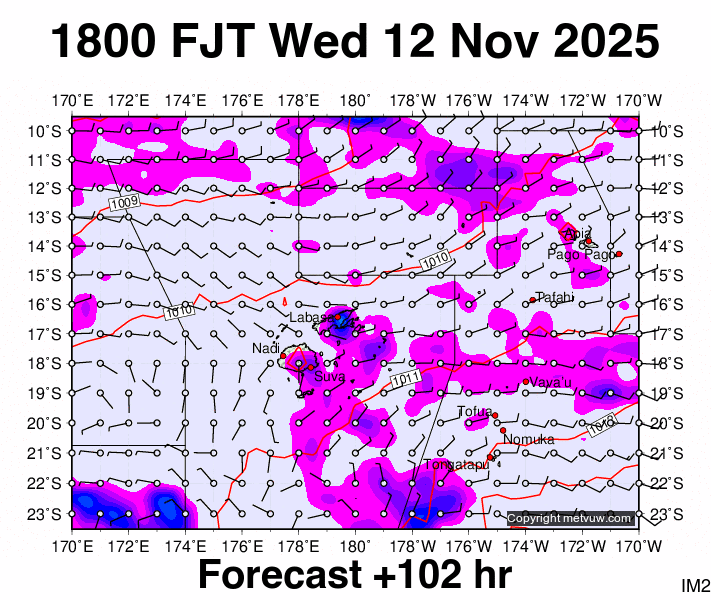 Fiji forecast chart for Wednesday, November 12th, 2025 at 6:00 AM