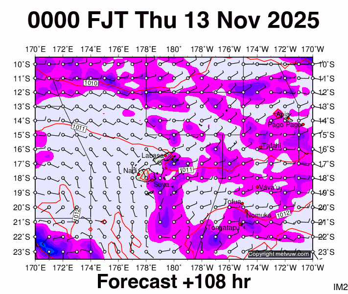 Fiji forecast chart for Wednesday, November 12th, 2025 at 12:00 PM