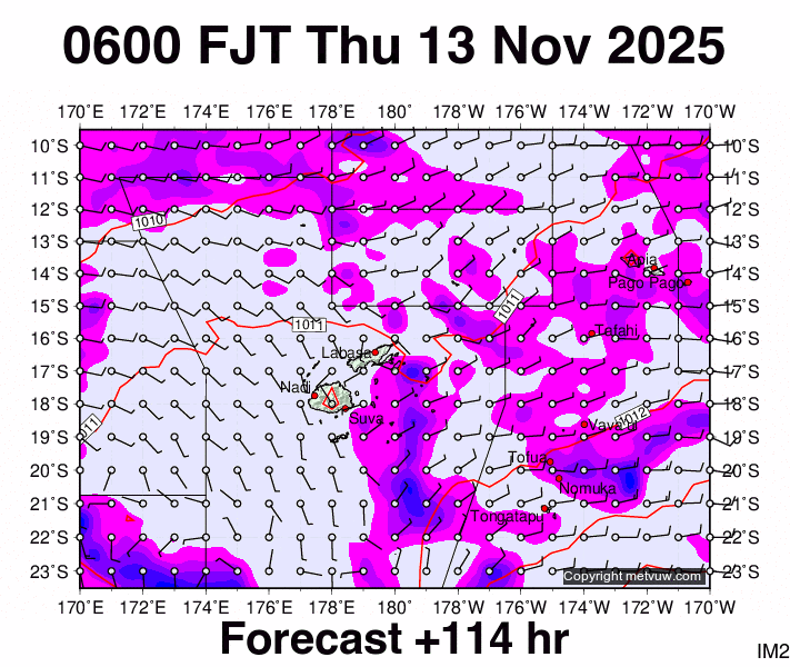 Fiji forecast chart for Wednesday, November 12th, 2025 at 6:00 PM