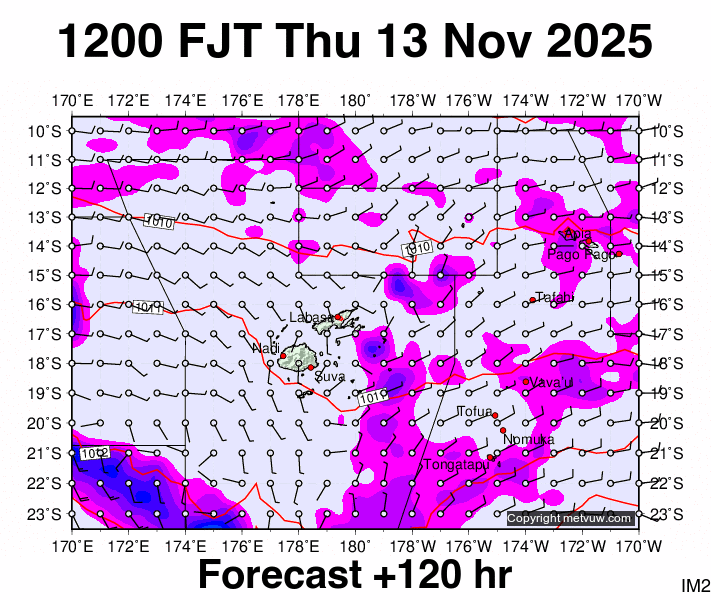 Fiji forecast chart for Thursday, November 13th, 2025 at 12:00 AM