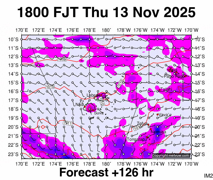 Fiji forecast chart for Thursday, November 13th, 2025 at 6:00 AM
