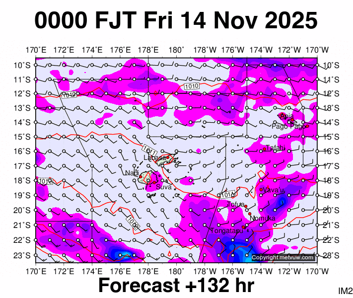 Fiji forecast chart for Thursday, November 13th, 2025 at 12:00 PM