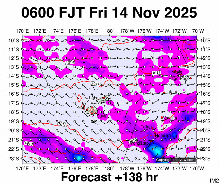 Fiji forecast chart for Thursday, November 13th, 2025 at 6:00 PM